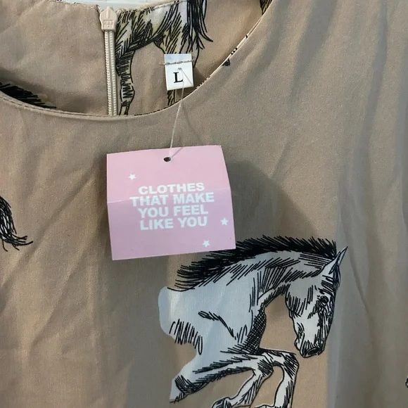 Nwt LALA Tan Horse Print Jumpsuit Large - Picture 4 of 7